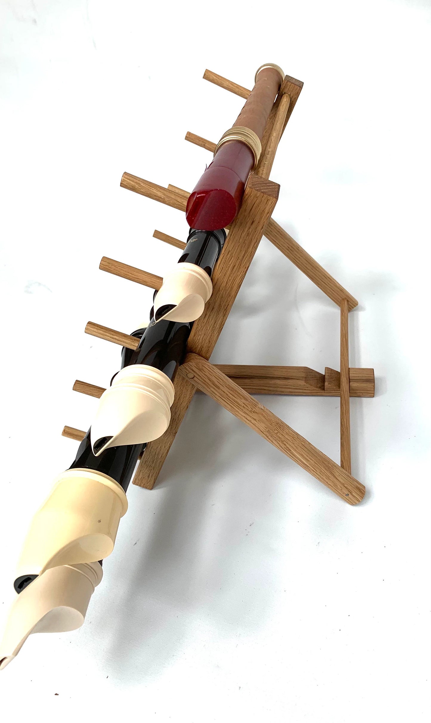 M005 - Folding, Table Top Recorder, Whistle, Flute Rack - Oak - Custom Made