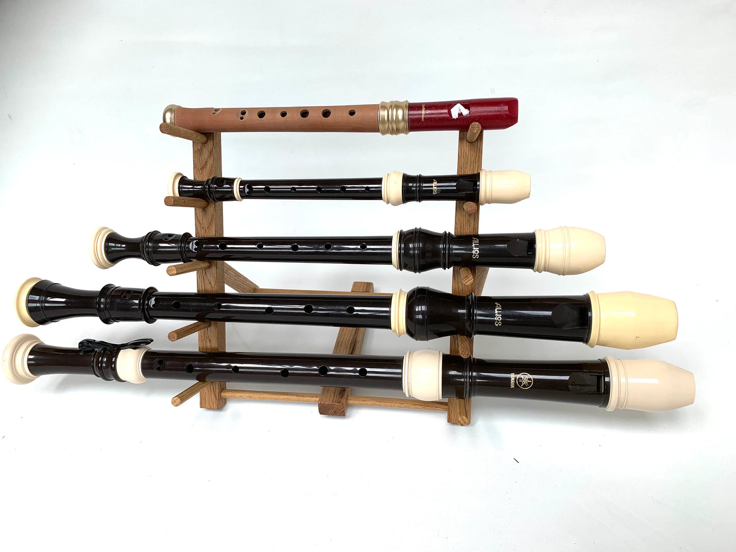 M005 - Folding, Table Top Recorder, Whistle, Flute Rack - Oak - Custom Made