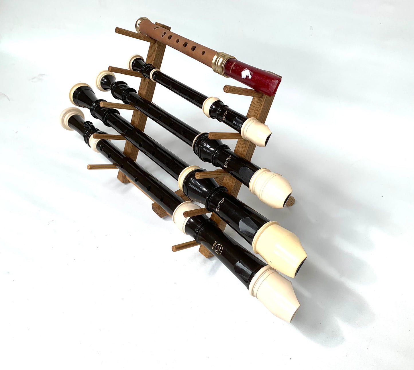 M005 - Folding, Table Top Recorder, Whistle, Flute Rack - Oak - Custom Made